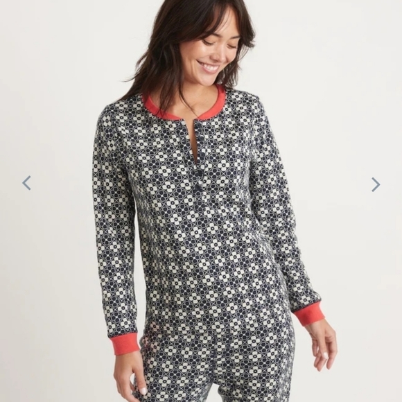 Top only:  Marine layer Double Knit Henley in Navy/Cream.  *Bottoms not included - Picture 5 of 6